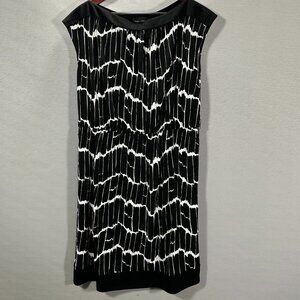 Max & Cleo Dress Womens XL Black White Knit Stretch Pullover Shift NO BELT